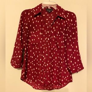 Fortune + Ivy Button Down Women’s Blouse Collar V-Neck Long Sleeves